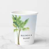 Waterverf palmboom Beach Weddenschap Papieren Bekers (Voorkant)