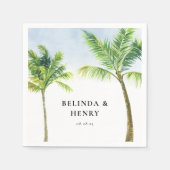 Waterverf palmboom Beach Weddenschap Servet (Voorkant)