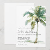 Waterverf palmboom bruiloft uitnodiging geschilder (Voorkant / Achterkant)