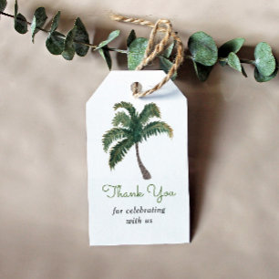 Waterverf palmboom Dank u Cadeaulabel
