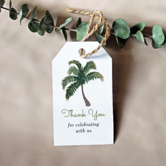 Waterverf palmboom Dank u Cadeaulabel