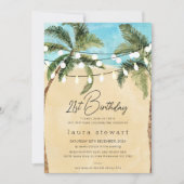 Waterverf Palmboom Fairy lichten 21e Verjaardag Kaart (Voorkant)