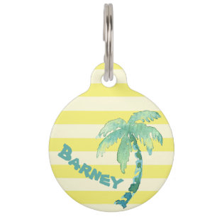 Waterverf Palmboom Gele Stripes Summer Huisdierpenning