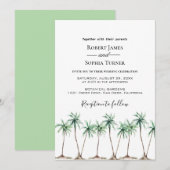 Waterverf palmboom huwelijksuitnodiging kaart (Voorkant / Achterkant)