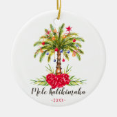 Waterverf Palmboom Kerstmis Mele Kalikimaka Keramisch Ornament (Voorkant)