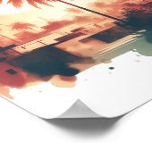 Waterverf Palmboom Kunst Poster (Hoek)