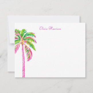 Waterverf Palmboom Preppy Tropische Briefpapier Notitiekaartje