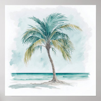 Waterverf palmboom schilderij poster