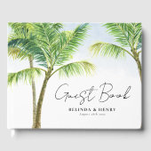 Waterverf Palmboom Strand Bruiloft Gastenboek (Voorkant)