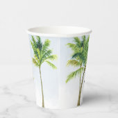Waterverf Palmboom Strand Bruiloft Papieren Bekers (Rechts)