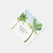 Waterverf Palmboom Strand Bruiloft Servet (Hoek)
