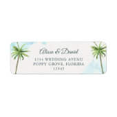 Waterverf Palmboom Strand Retouradres Etiket (Voorkant)