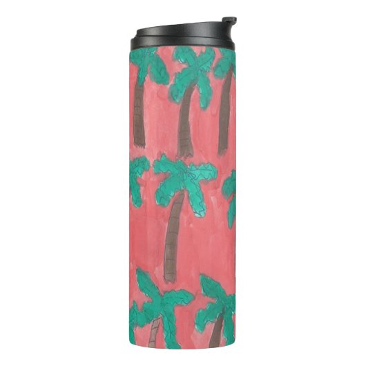 Waterverf palmboom thermosbeker (Gedraaid links)