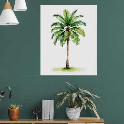  Waterverf palmboom tropisch elegant Poster (Woonkamer 1)