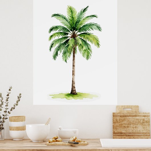  Waterverf palmboom tropisch elegant Poster (Keuken)