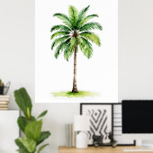  Waterverf palmboom tropisch elegant Poster (Thuiskantoor)