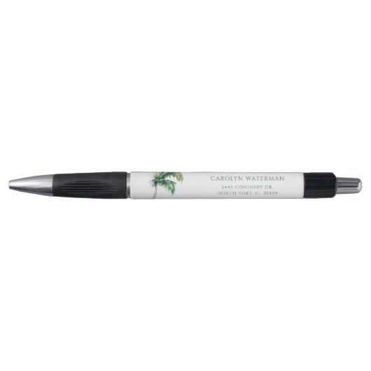 Waterverf Palmboom Tropisch Retouradres Pen (Voorkant)
