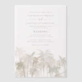 Waterverf Palmboom Tropisch Strand Bruiloft Vellum Uitnodigingen (Voorkant)