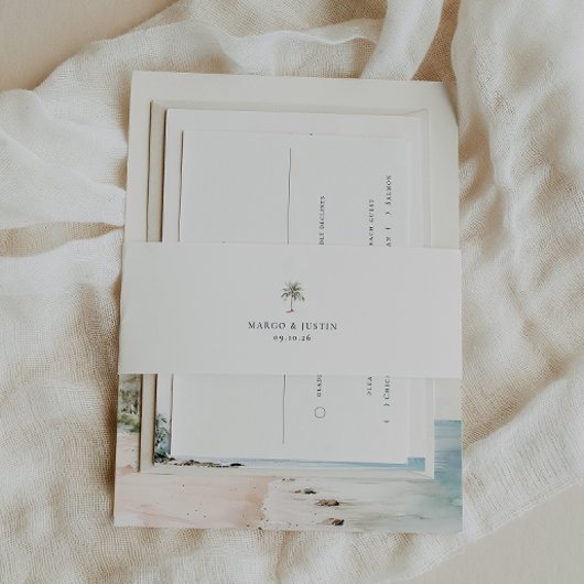 Waterverf palmboom uitnodigingen wikkel