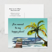 Waterverf palmboom verplaatst naar mijn gelukkige  aankondigingskaart (Voorkant / Achterkant)