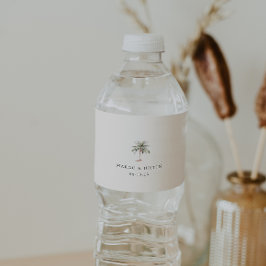 Waterverf palmboom waterfles etiket