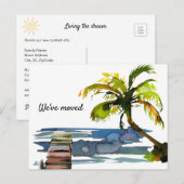 Waterverf palmboom We verhuisden nieuw adres Aankondigingskaart (Voorkant / Achterkant)