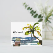 Waterverf palmboom We verhuisden nieuw adres Aankondigingskaart (Staand voorkant)