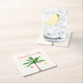 Waterverf Palmboom Xmas in juli BBQ Zomerfeest Kartonnen Onderzetters (Insitu)