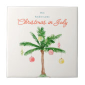 Waterverf Palmboom Xmas in juli BBQ Zomerfeest Tegeltje (Voorkant)