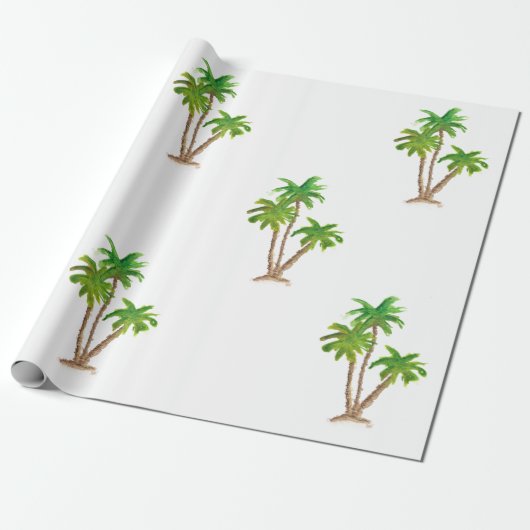 Waterverf palmboomkrulpapier cadeaupapier (Uitgerold)
