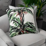 Waterverf palmboompatroon geïnspireerd doorsnede kussen<br><div class="desc">Eenvoudig schilderen van de waterverf inspireerde het patroon van palmbomen over de witte achtergrond.</div>