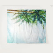 Waterverf Palmen Tropisch Strand Wandkleed (Voorkant (horizontaal))