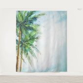 Waterverf Palmen Tropisch Strand Wandkleed (Voorkant)