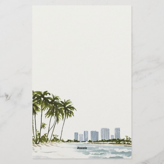 Waterverf Palmlandschap van Miami Briefpapier (Achterkant)