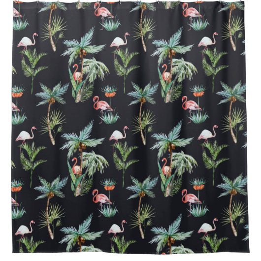 Waterverf palmpatroon douchegordijn (Voorkant)
