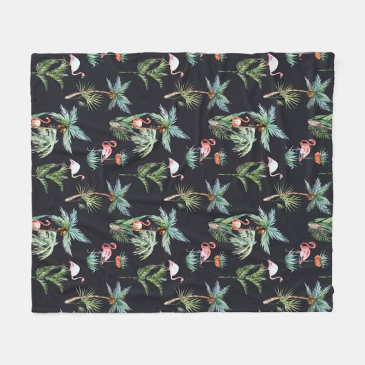 Waterverf palmpatroon fleece deken (Voorkant (Horizontaal))