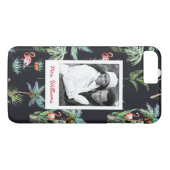 Waterverf palmpatroon | Foto en naam toevoegen Case-Mate iPhone Case (Achterkant (Horizontaal))