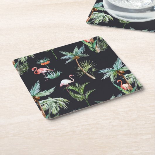 Waterverf palmpatroon kartonnen onderzetters (Schuin)