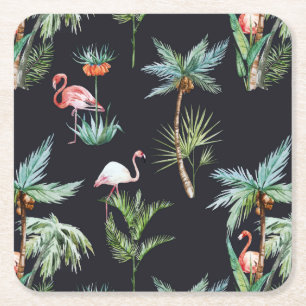 Waterverf palmpatroon kartonnen onderzetters