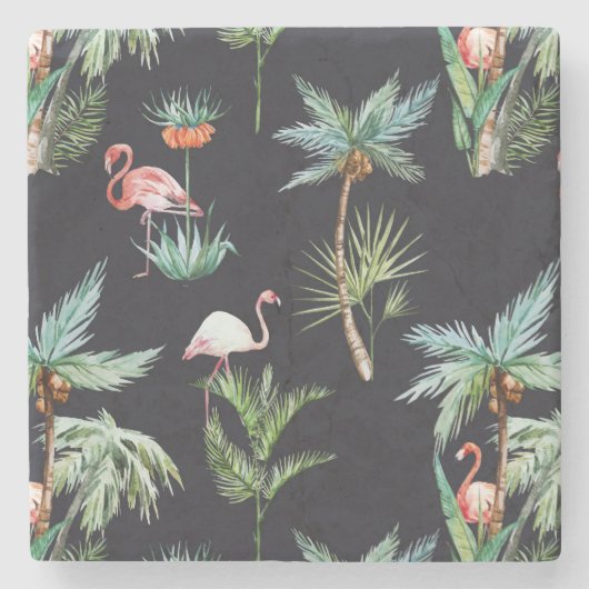 Waterverf palmpatroon stenen onderzetter (Voorkant)