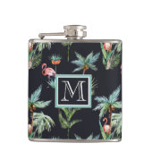 Waterverf palmpatroon | Voeg je Initiaal toe Heupfles (Voorkant)