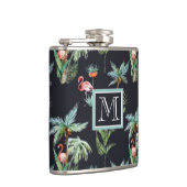 Waterverf palmpatroon | Voeg je Initiaal toe Heupfles (Rechts)