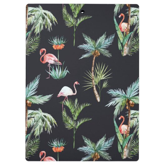 Waterverf palmpatroon | Voeg je Initiaal toe Klembord (Achterkant)