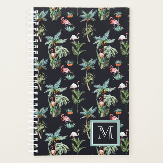 Waterverf palmpatroon | Voeg je Initiaal toe Planner (Voorkant)
