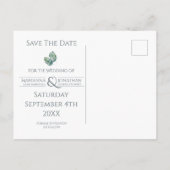 Waterverf Palms en Slate Wedding Aankondigingskaart (Achterkant)