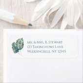 Waterverf Palms en Slate Wedding Etiket (Insitu)