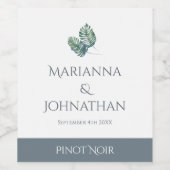 Waterverf Palms en Slate Wedding Wijn Etiket (Enkel label)