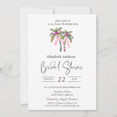 Waterverf Palms Pink Bow Beach Vrijgezellenfeest Kaart (Voorkant)