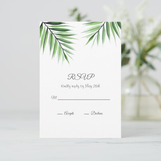 Waterverf Palms RSVP Kaartje (Staand voorkant)