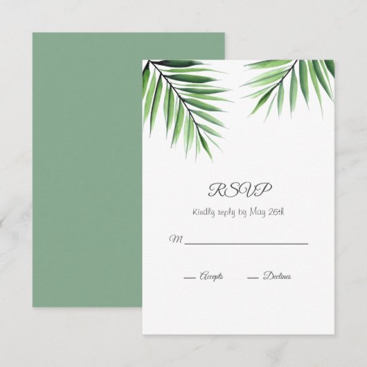 Waterverf Palms RSVP Kaartje (Voorkant / Achterkant)